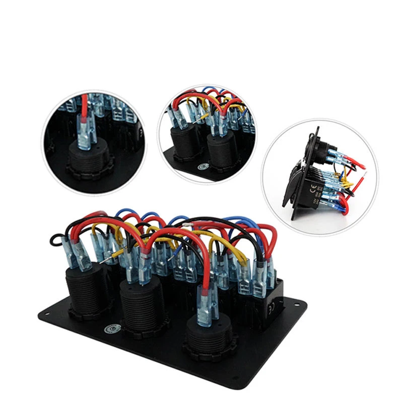 Vehicle Custom Caravan Accessories 6 Gang Switch Panel With Voltmeter Usb Socket For Camper Car