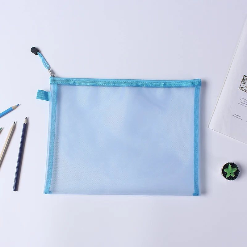 Hot Sale Durable Nylon Transparent A4 Document Bag Portable Anti-Deformation Zipper File Bag Mesh Zipper Pouch Holder Students
