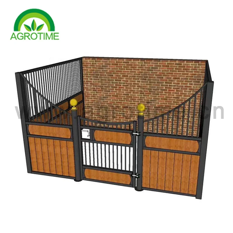 Horse Stable with roof outdoors feeder shower customized horse stalls black silver 3m Horse stable panels