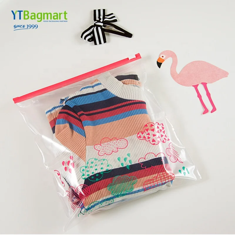 
YTBagmart Custom Ldpe Plastic Slider Storage Zipper Bag Reclosable Zip Bag For Clothing 