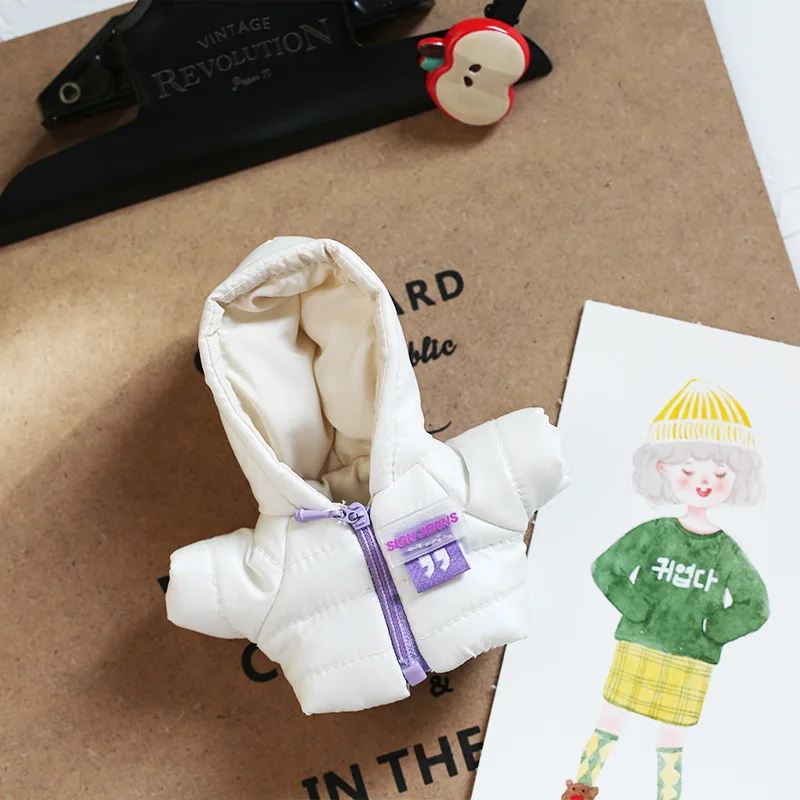 Wholesale Bear Clothes Outfit Quilted Down Jacket with Hood and Zipper for 12cm Plush Doll