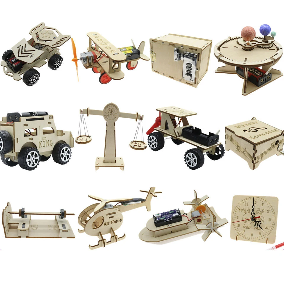 DIY STEM Educational Toy Science Assembly Wooden Puzzle Kits For Kids Physics Toys