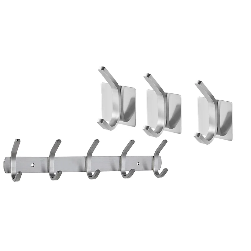 Self Adhesive Wall Robe Hook Stainless Steel Clothes Hangers SUS304 Heavy Duty Coat Bathroom Toilet Towel Hook for Kitchen