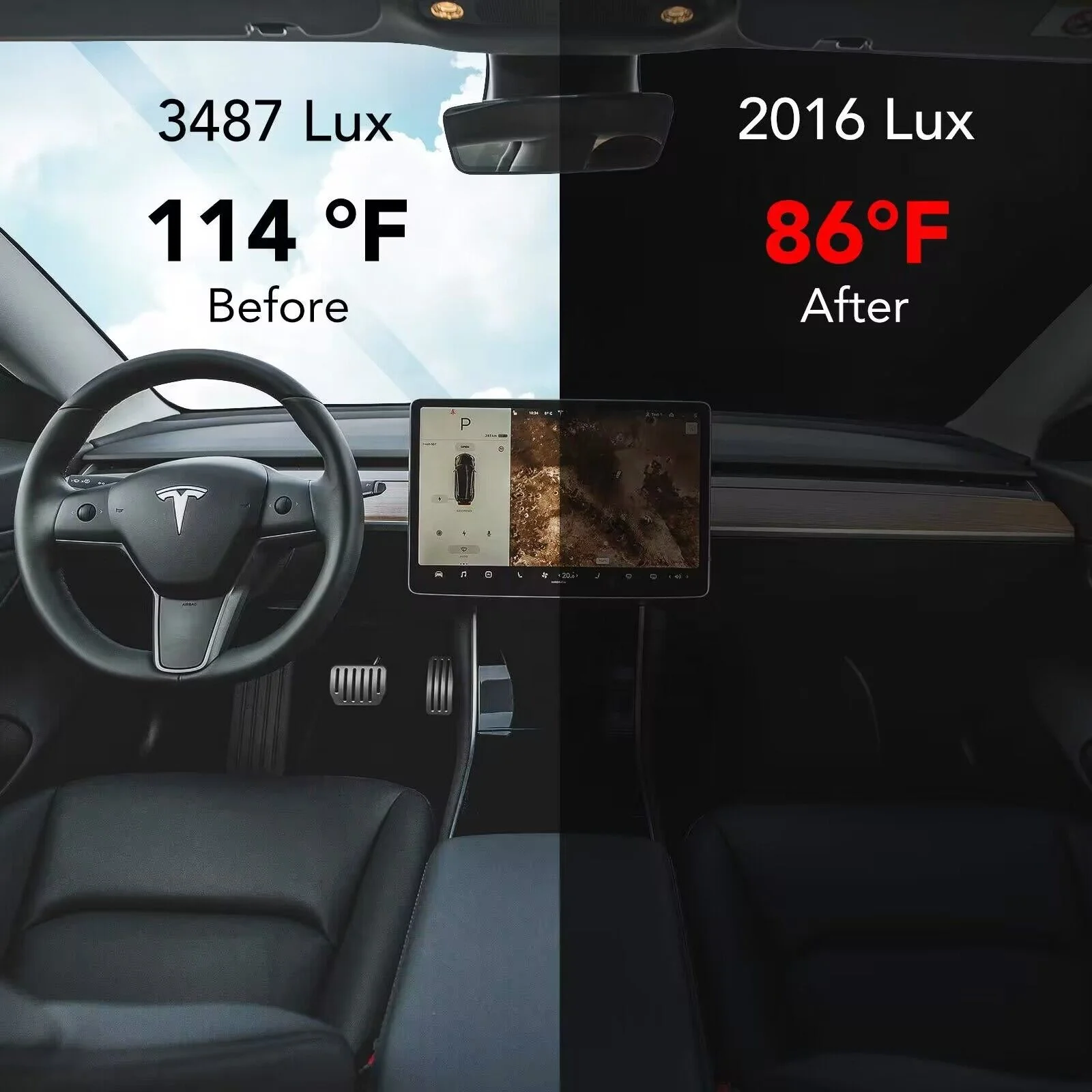 Folding car window sunshade for model y
