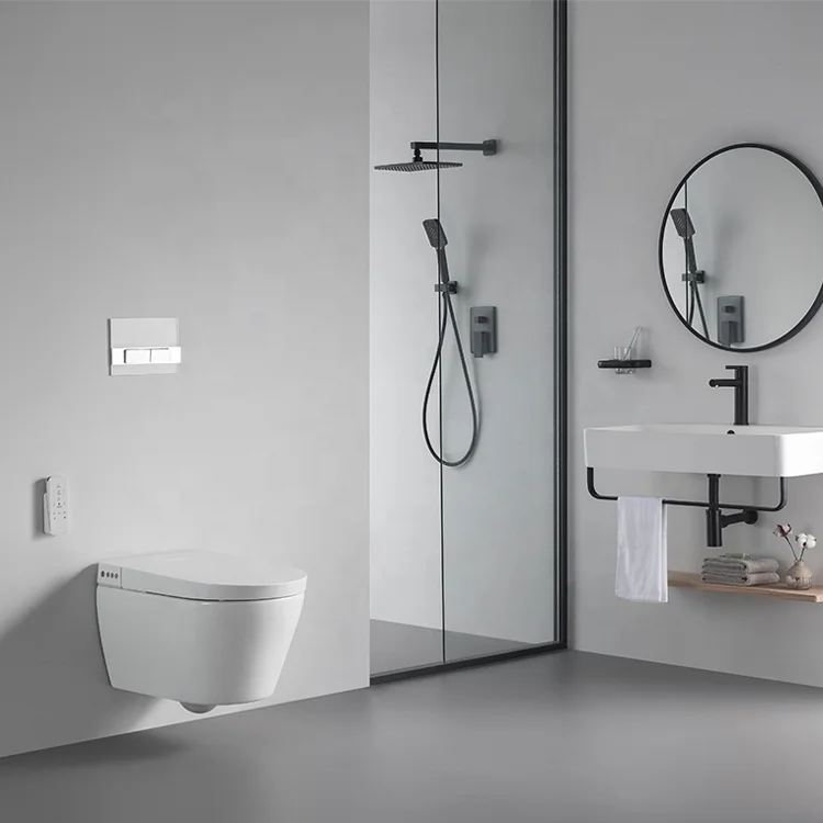 High quality automatic hotel ceramic wall hanging bidet smart toilet ceramic smart wc toilet automatic flush toilet