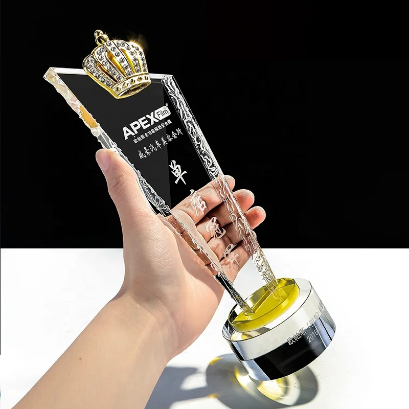 3D 25th Acrylic Award Soccer Anniversary Free Design Glass Plaque and French Corner Trophy Supplies
