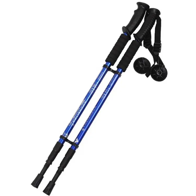 Outdoor Aluminum Walking Sticks Telescoping Foldable Self Defense Hiking Trekking Poles Sticks Hiking Climbing