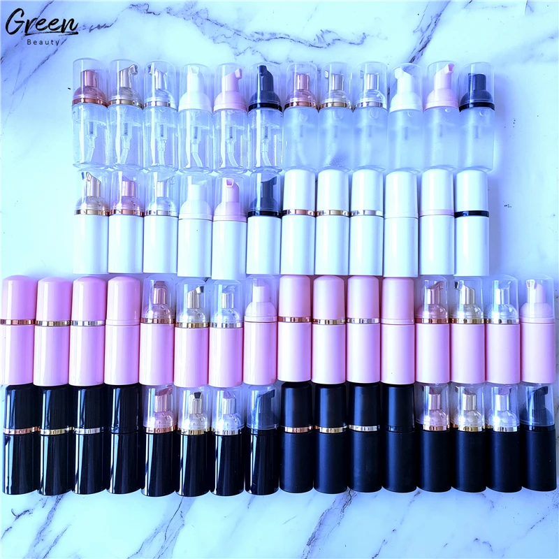 
Rose gold clear 30ml 60ml tear free formula eyelash foam cleaner wholesale water-based eyelash shampoo oil free cleanser 