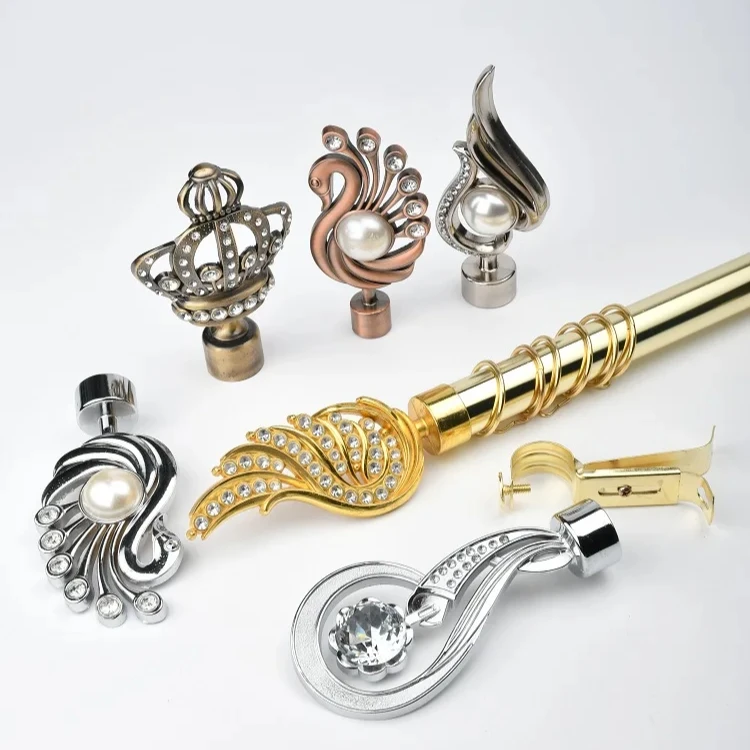 Flexible ceiling mount curtain rods New Design Rustic Curtain Rod rail track window rod head accessories bracket