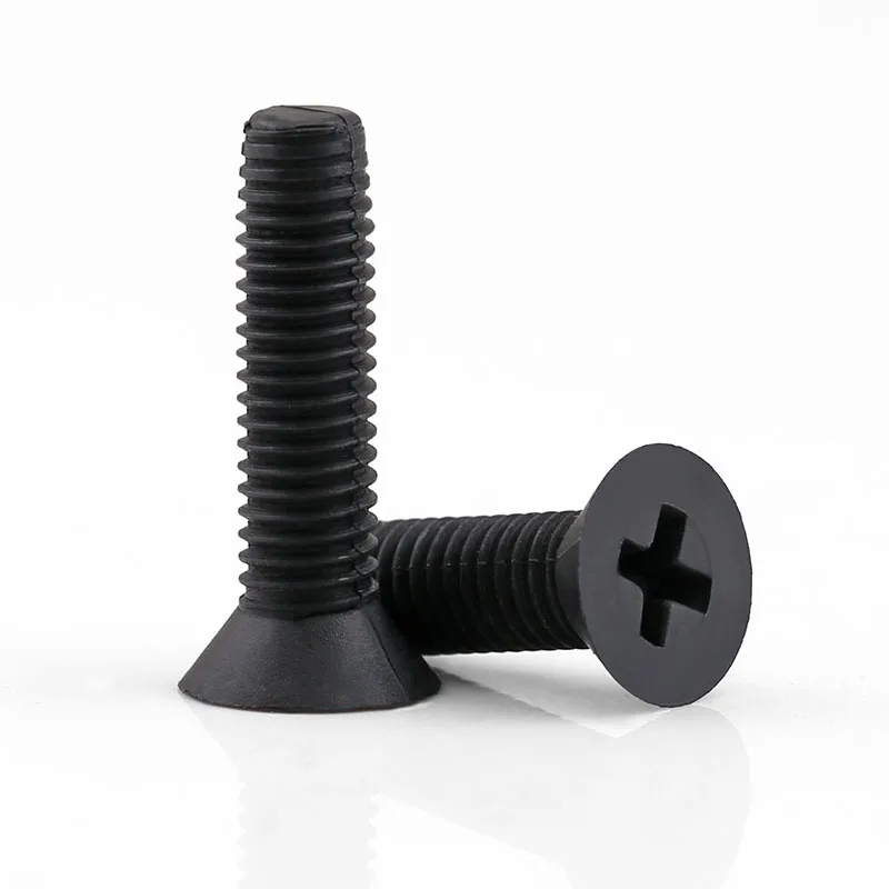 Black white Nylon Insulated Cross Phillips flat countersunk Head Bolt Plastic Machine Screw M2 M2.5 M3 M4 M5 M6 M8 M10