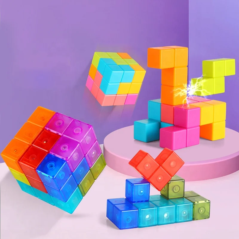 CPC Montessori DIY Colorful Educational Magnetic ABS Plastic Building Blocks Set Children Toy magnetic cubes toys