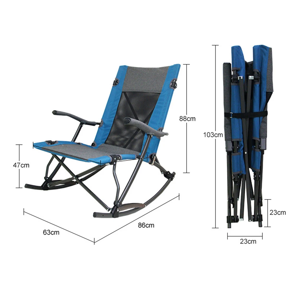 Camping chair outdoor steel pipe folding rocking chair
