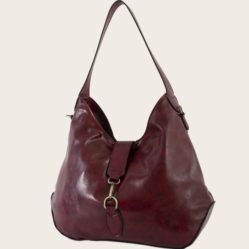 Hot sale Hasp PU leather bucket bottom bag women vintage brown handbag / purse