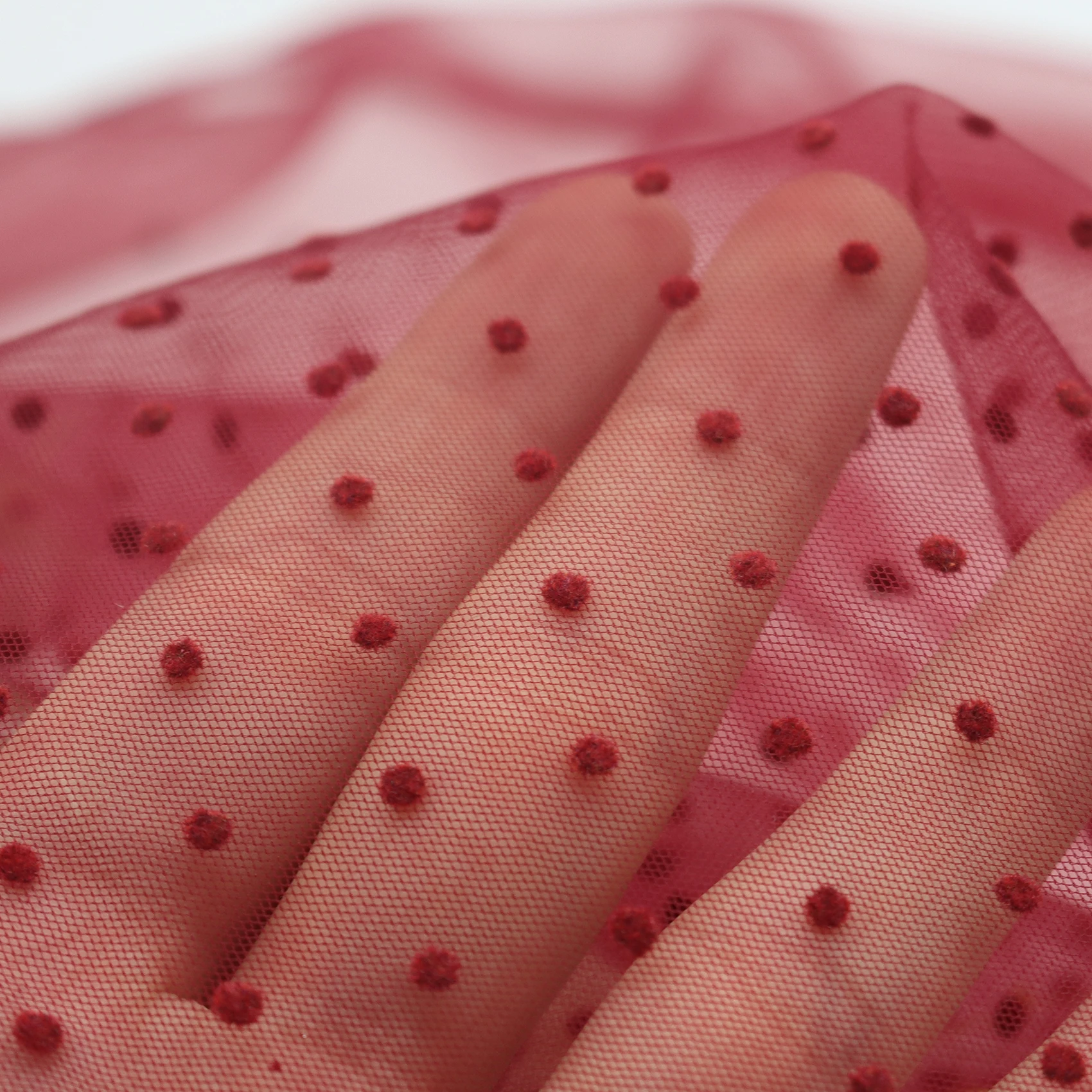 Hot Sell Fancy 100% Poly Flocking Pattern Angular Micro Mesh Fabric for Wedding Kids Girls Women Dress