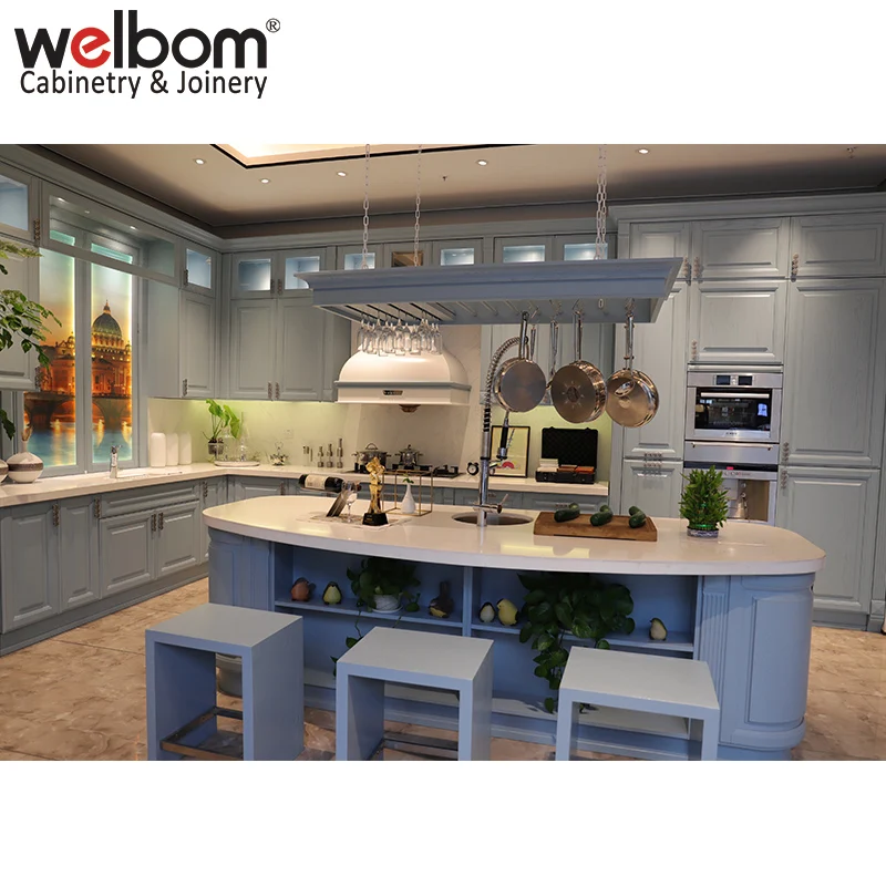 Modern Blue Matte Lacquer Shaker Kitchen Cabinets Bright High Gloss Kitchen Cabinet