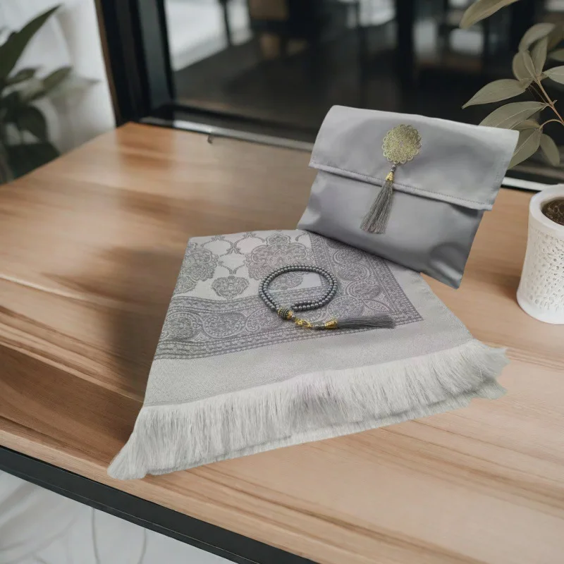 Бархатный подарочный набор, мусульманский молитвенный коврик с сумкой, бисером, арабский Карим, дорожный мусульманский, Ид, подарочные наборы