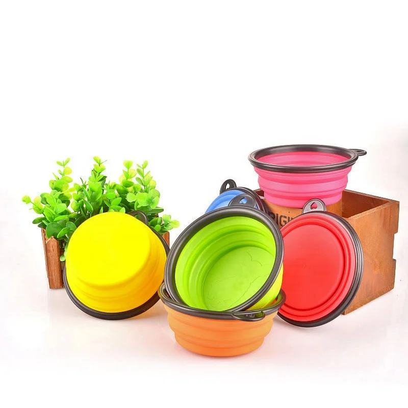 Portable Collapsible Pet Cat Dog Food Foldable Silicone Dogs Travel Drinking Bowl Water and Food Feeder Bowl
