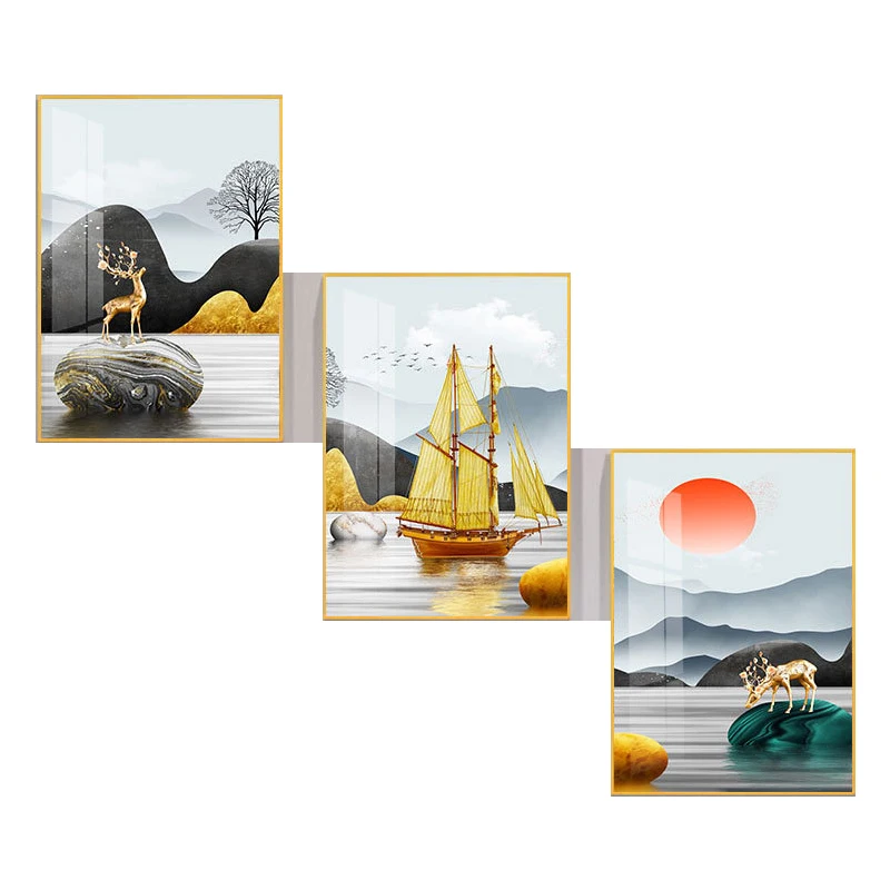 Gray Golden Abstract Art Canvas Painting Modern Luxury Poster Simplicity Print Contemporary Wall Art Picture For Home Decor