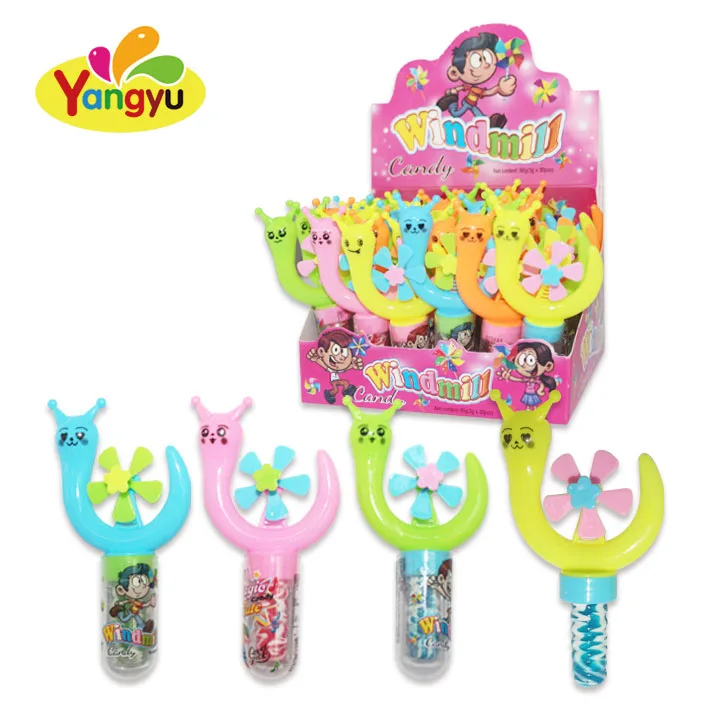 cheap price snail windmill fan toy candy swirl twist hard candy lollipop