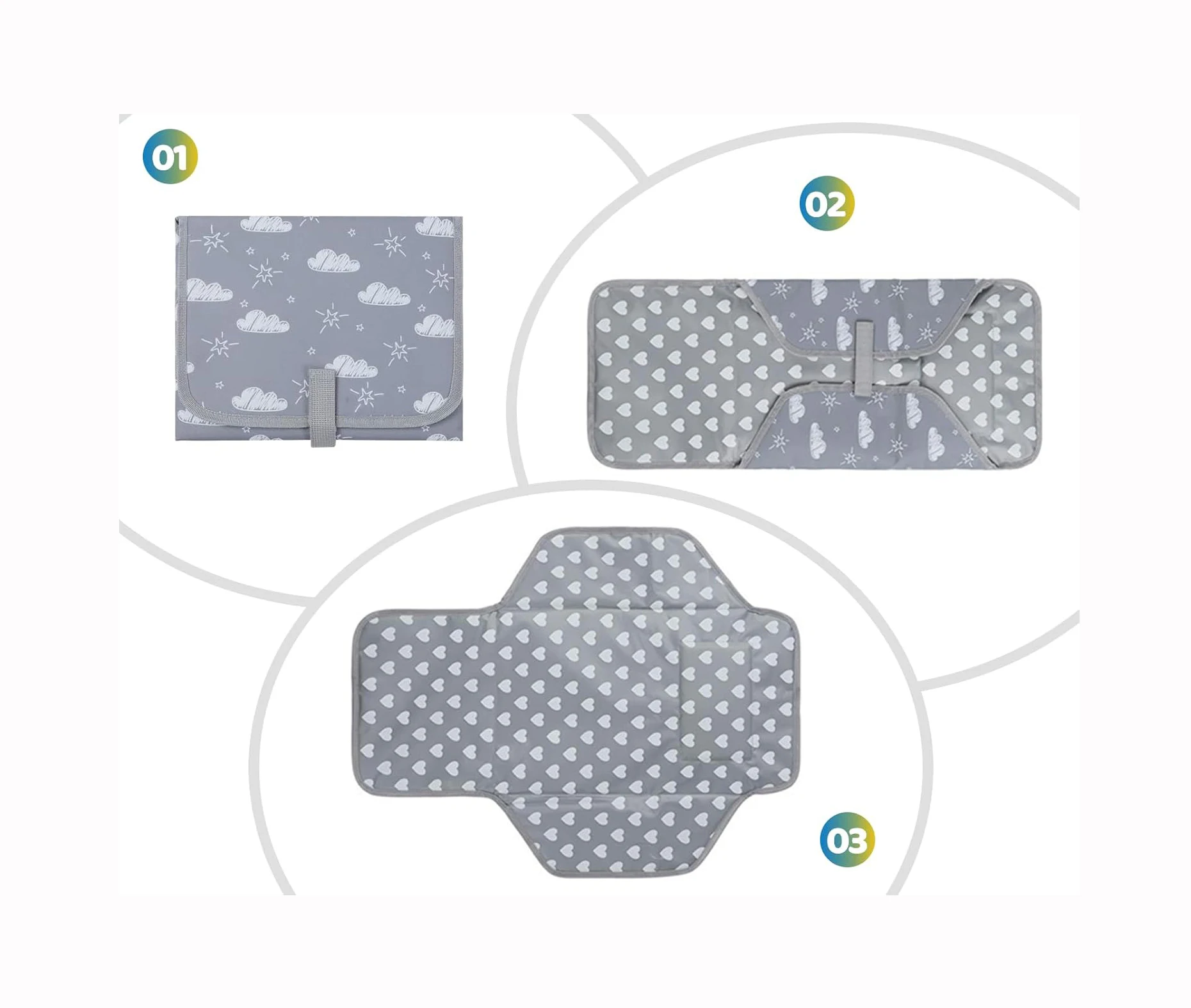 Luxury Soft Reusable Waterproof Changing Pad Cover Portable Foldable Table for Baby Travel