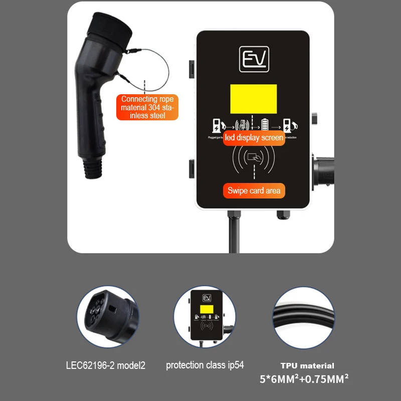 CE AC 7kw 220V 32A 1 Phase Type 2 EV Charger Pedestal with RFID APP OCPP Vehicle Charger