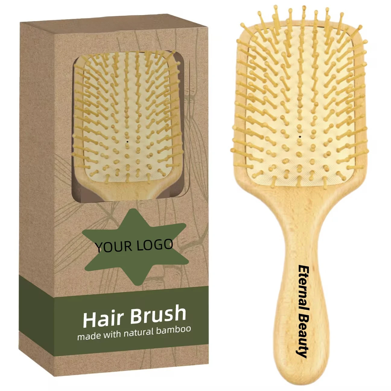 Wholesale Massage Natural Bamboo Bristle Air Cushion Comb And Hair Brush Custom Logo Wood Paddle Hairbrush Wooden Hair Brushes