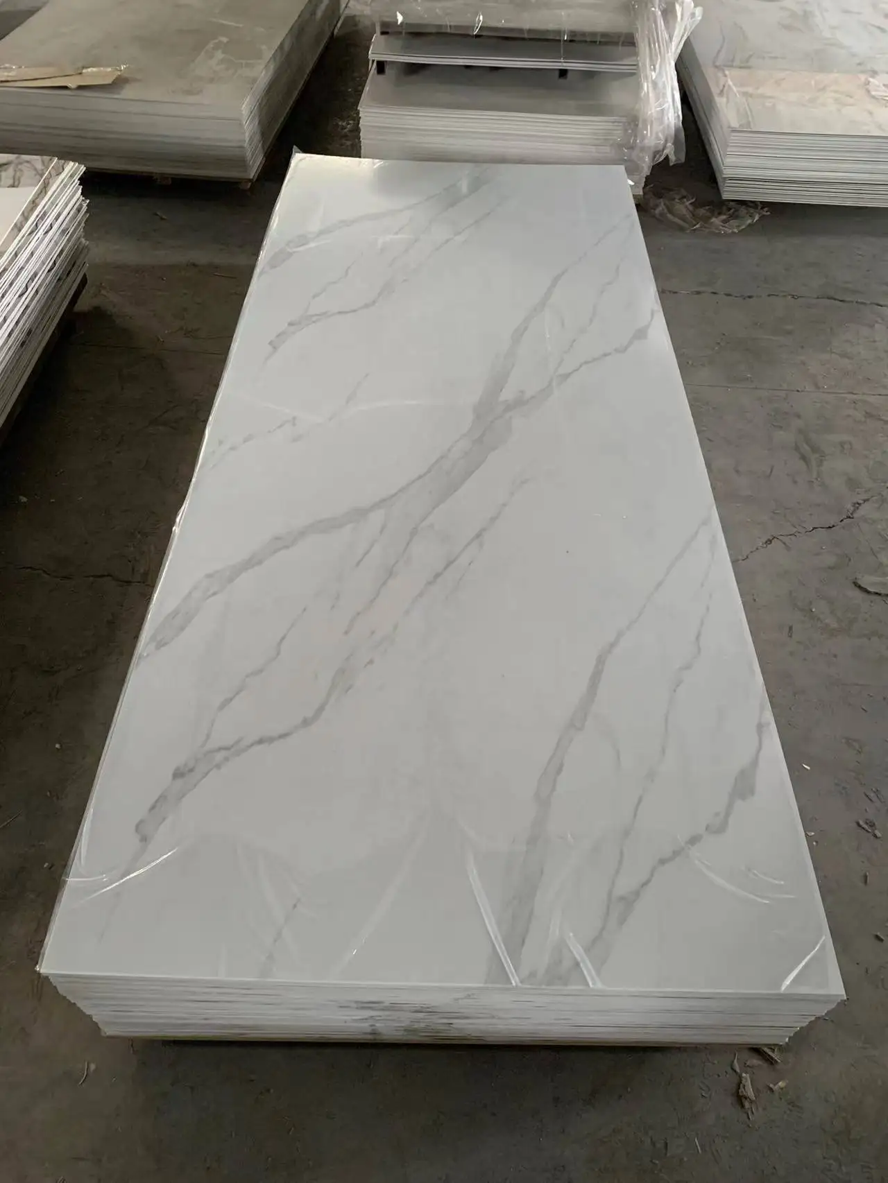 High Glossy 2024 Modern Style 1220*2440 mm UV Board White Marble Wall Panel for Background Wall decoration