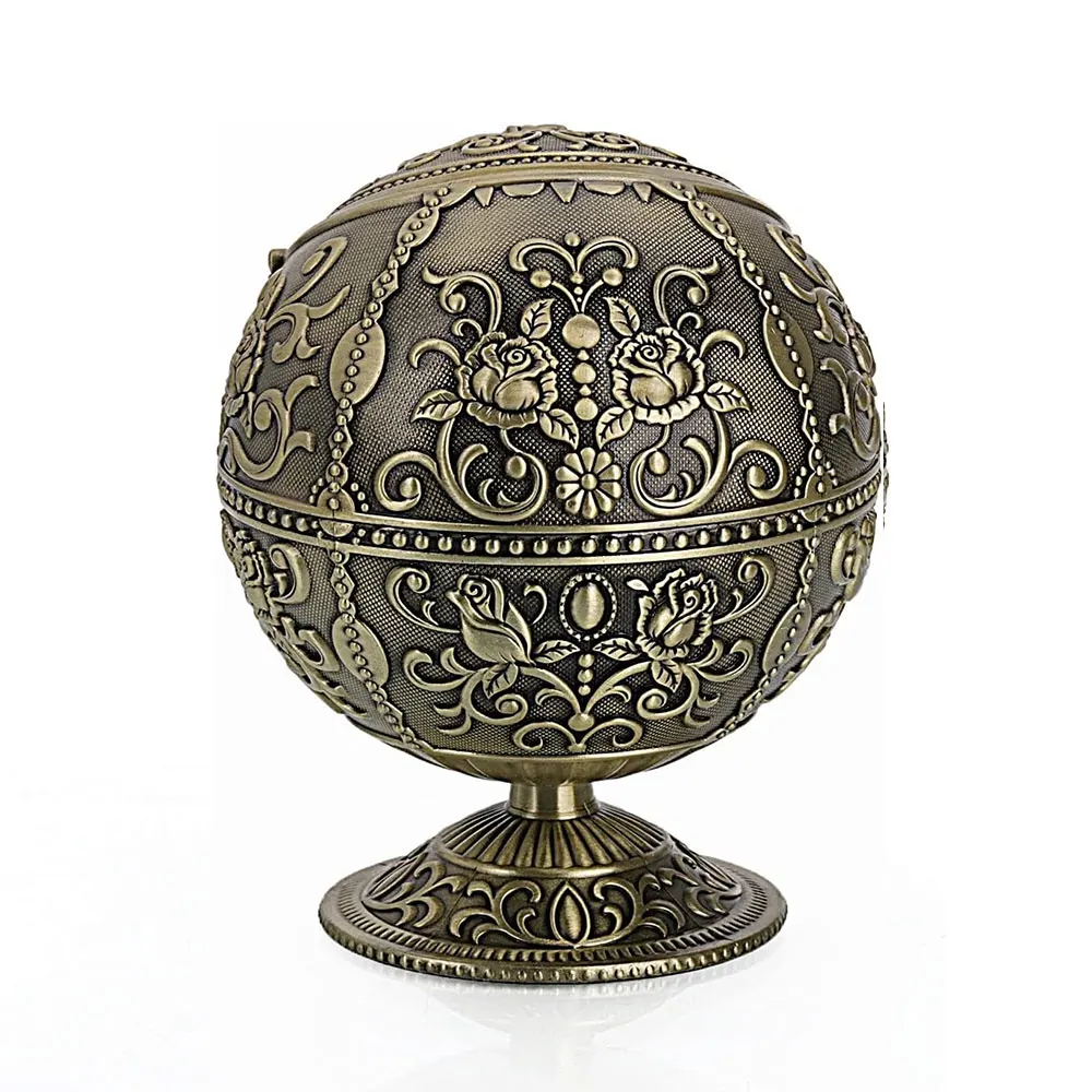 Vintage Windproof Ashtray Metal Push Down Smoking Ash Tray