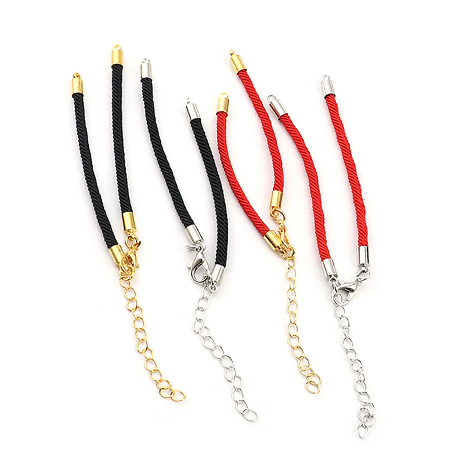 3/4MM Chain Bracelet Adjustable Polyamide Nylon Braiding Bracelets Connectors for Making DIY Charms Jewelry Wholesale