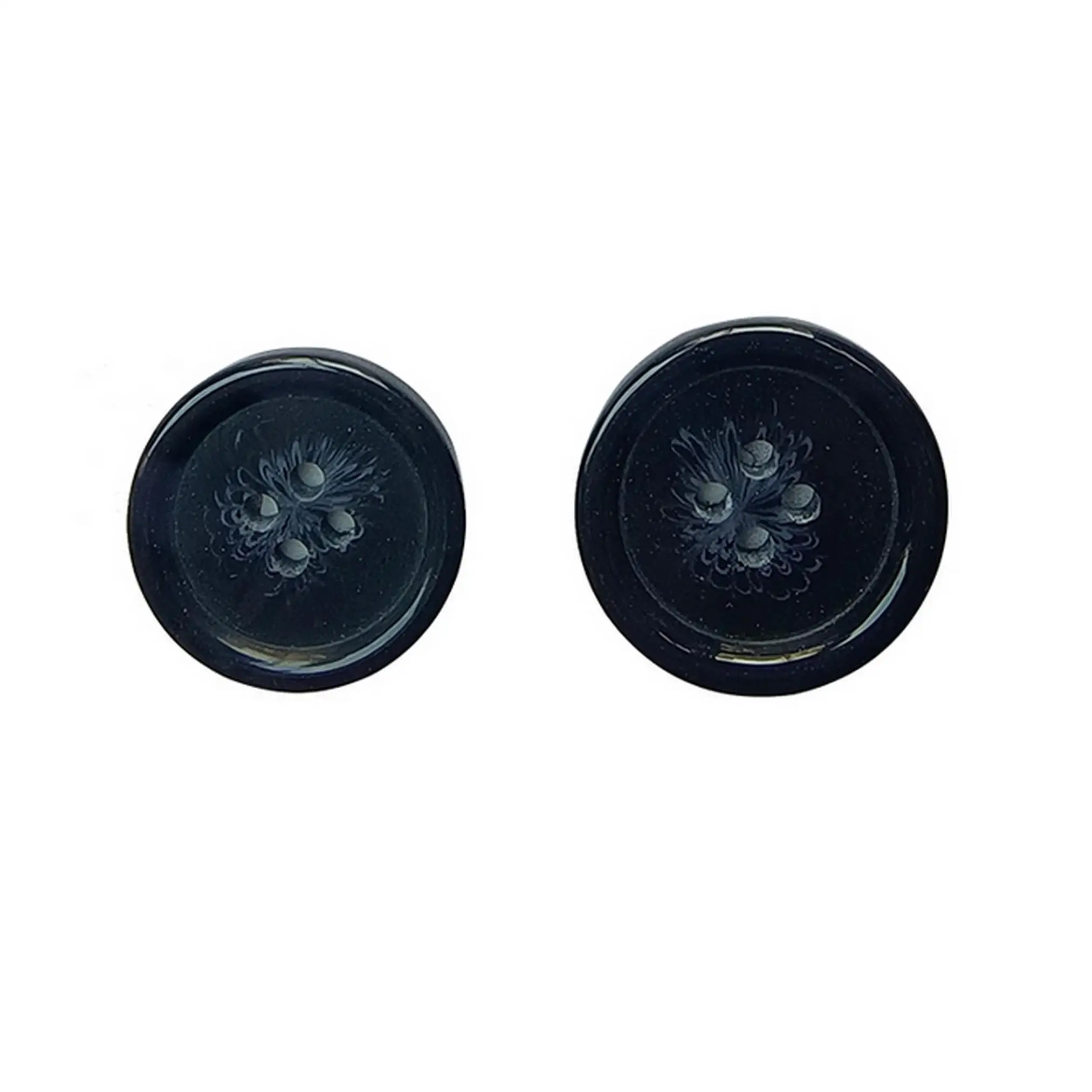 Round Button Sew Bread Shape 4 Holes White Black Plastic Polyester Resin Shirt Button