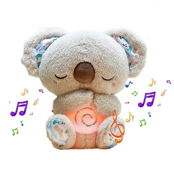 Breathing koala Sleep Plush Toy Playmate Baby Plush Toy with Light Sound Newborn Sensory Comfortable Baby Birthday Gift