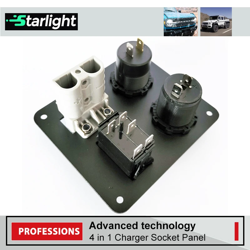 4 in 1 ON/Off Toggle Switch Charger Socket Panel QC 3.0 Dual USB Power Outlet LED Voltmeter Cigarette Lighter Plug for Car RV