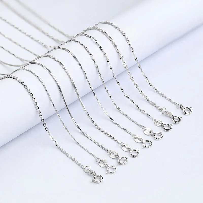 Wholesale Fashion Silver Necklace Jewelry 925 Sterling Silver Necklace Set Gold Plated Chain Necklace Custom Jewelry Women