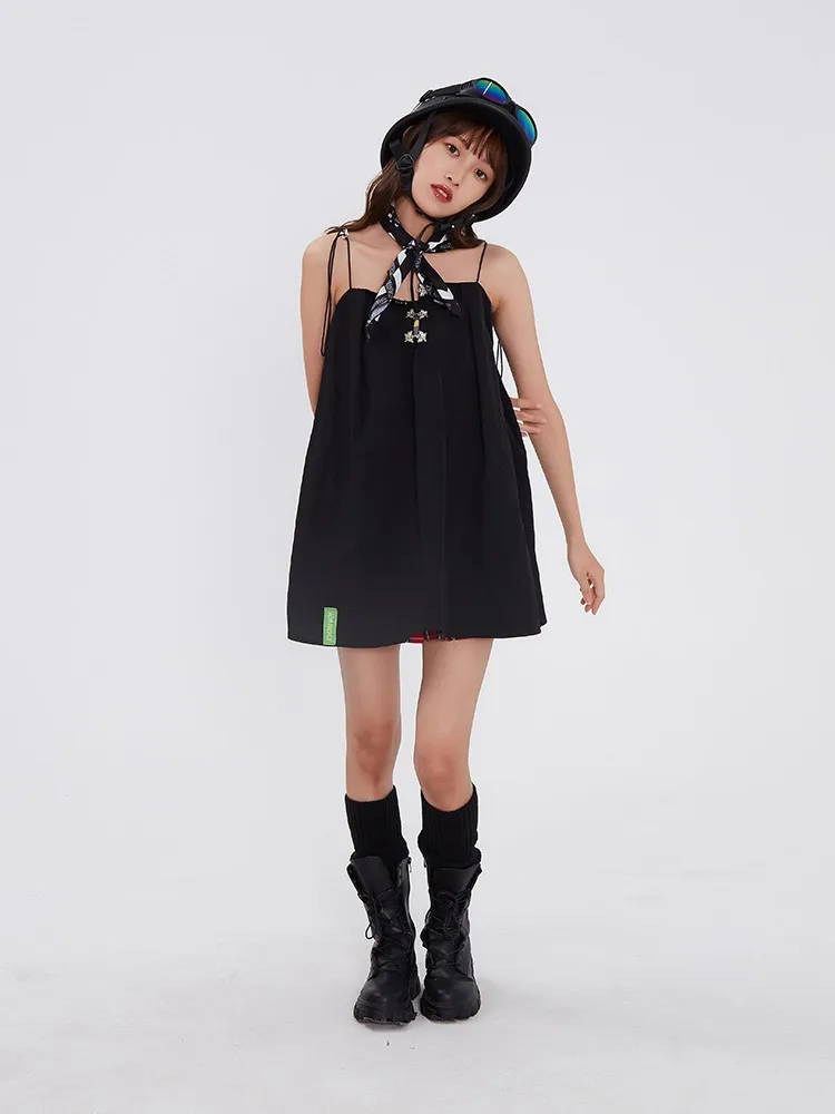 Summer Best-Selling Minimalist Style Cute And Sweet Black Halter Puffy Short Dress
