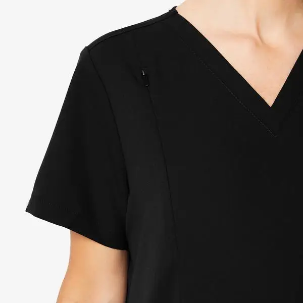 
V- neck Wholesale Black Color Skin-friendly Easy-care Women Nurse Uniform Maternity Design Scrubs 
