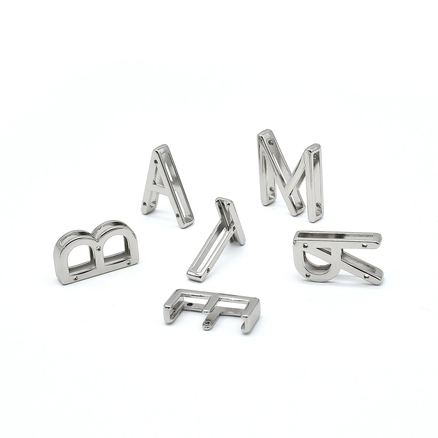 3D Small metal letters alloy alphabet stamps beads letter label channel for leather bags handbags belt chain decor metal charms