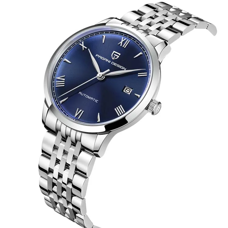 Pagani design 1759 classic Simple men mechanical watch Luxe Stainless steel band water proof calender iced out  business watch