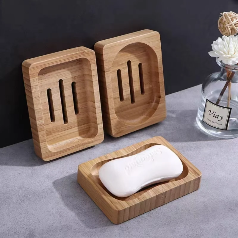 Natural Bamboo Bathroom Accessory-Cute Style Soap Tray Stand Shower Soap Holder