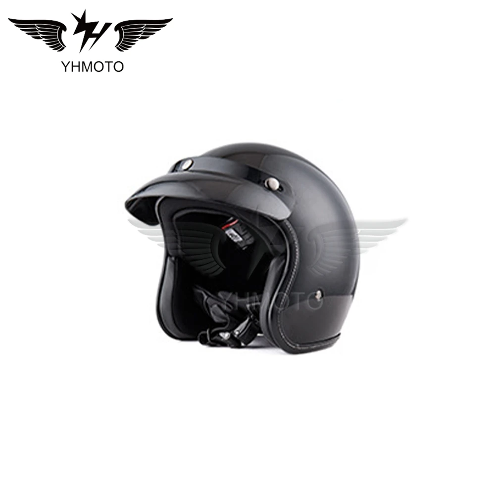 YHMOTO Low Profile Cafe Racer Novelty Half Helmet Motorcycle Retro Pilot Helmet Vintage Moto Cycle Helmet