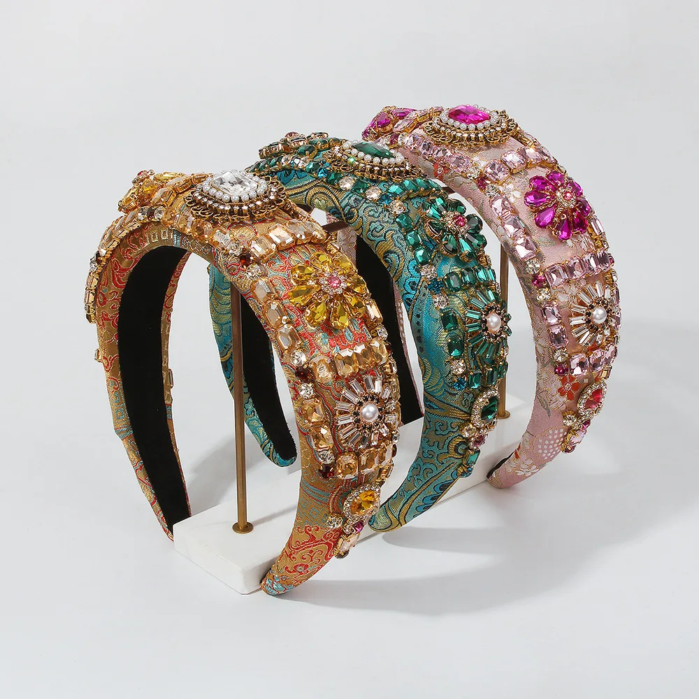 New Colorful Glass Drill Sponge Headband Luxury Hair Band Fashion Trendy Hairband High Quality Hair Bands Accessory For Women