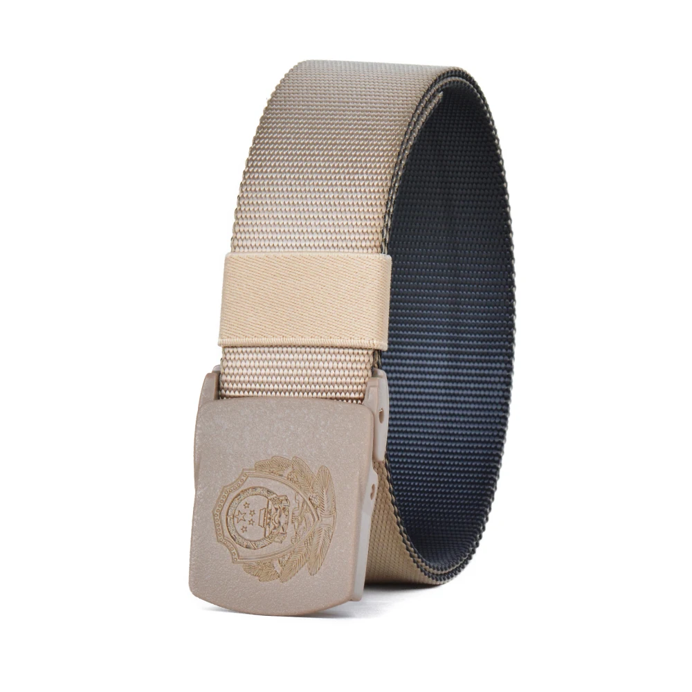 
3.8CM and 4.3cm Double-sided color Custom Logo Outdoor Camping Army Cheap Price High Quality Nylon Webbing belt Plastic Buckle 