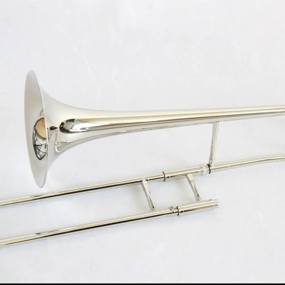 Popular brass Instruments Bb key brass body Nickel Plated trombone professional marching trombone