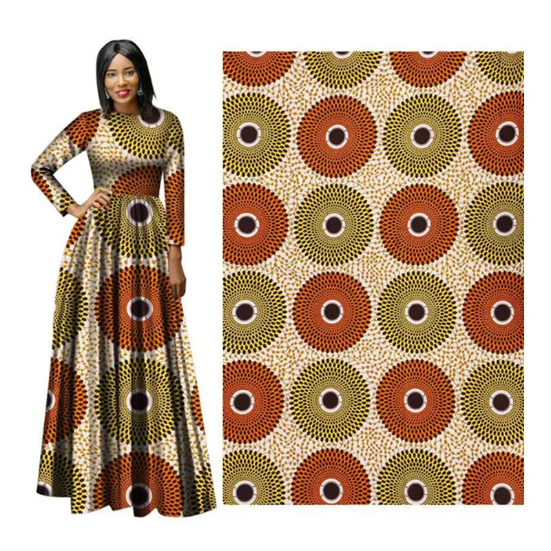 Hot sale 6 yards Custom Printed Circle Pattern African Wax Printed Fabric