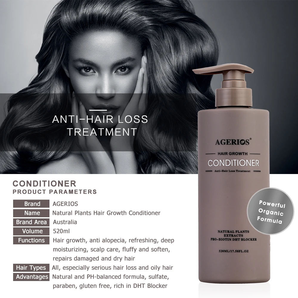 Hair Thinning Therapy Agerios Hair Growth Shampoo and Conditioner for Making Hair Thicker & Fluffy