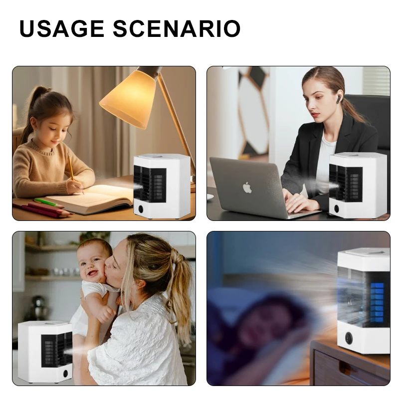 Five generation chiller Mini refrigeration desktop small spray portable mobile humidifier water electric fan