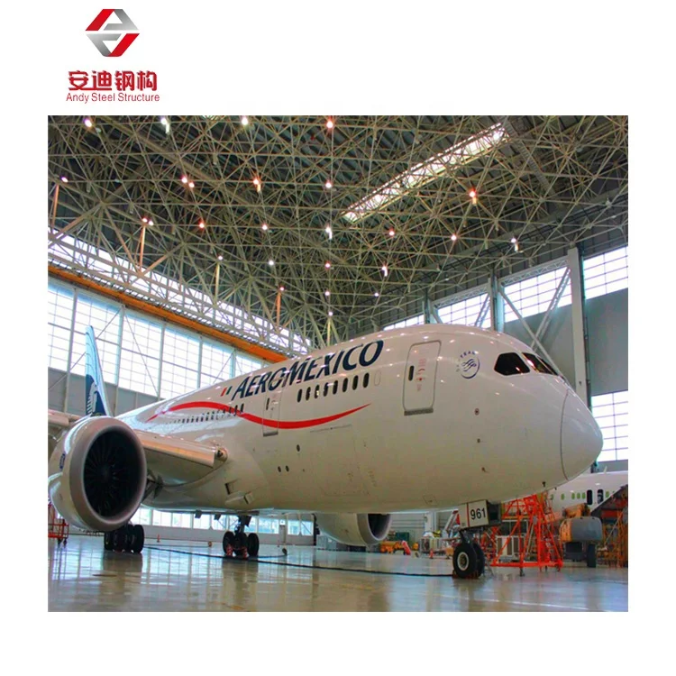 Large Span Space Frame Steel Truss Structure Prefabricated Aircraft Hangar Building