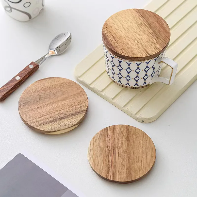 dark color acacia Lids  with  sealing silicone ring Candle Glass Jars With Wood covers