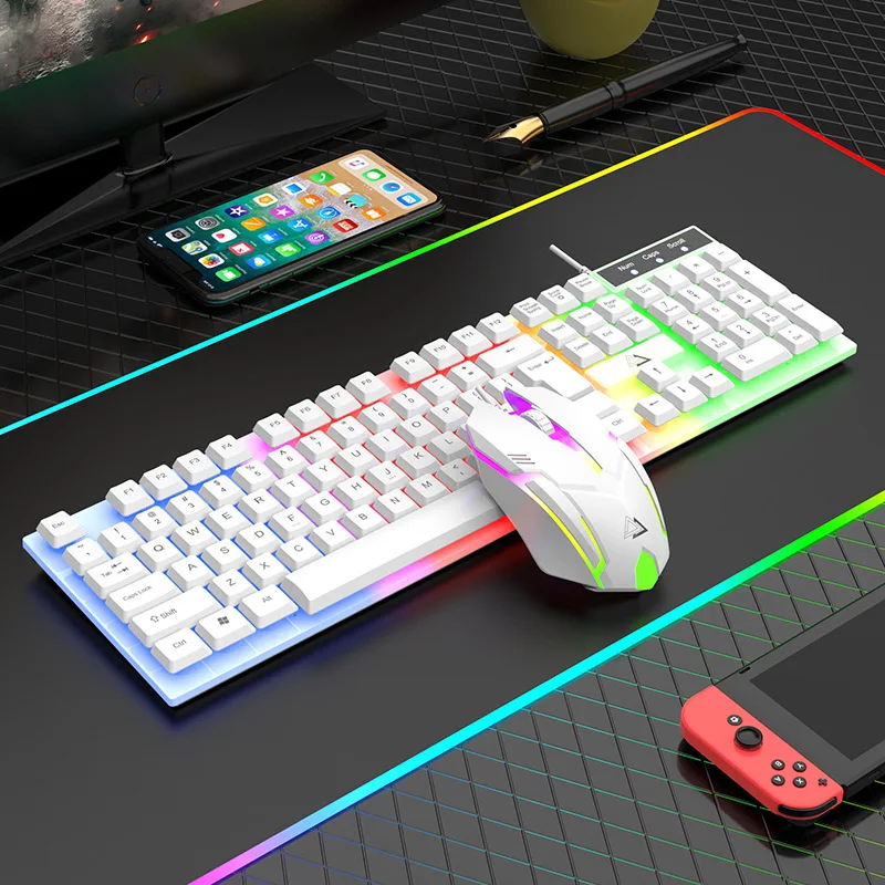 Hot sell  gaming keyboard mouse combos desktop laptop computer wired led keyboard and mouse set