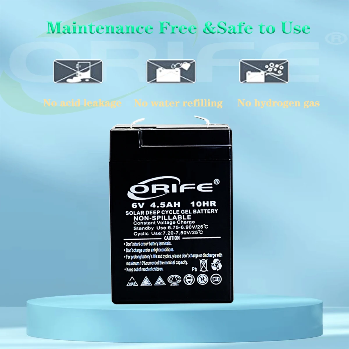 ORIFE custom factory delivery OEM rechargeable sealed lead acid 6v 4.5ah battery