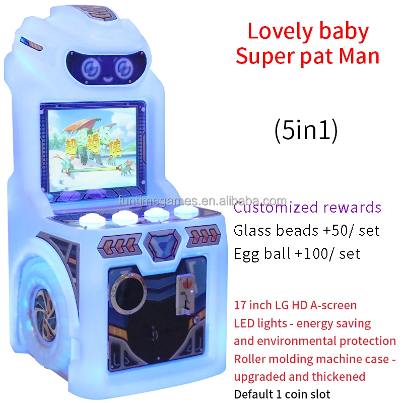 Super Pat Man Coin-Operated pat Game Machine for Kids  Ages 6+ 220V 1-Year Warranty